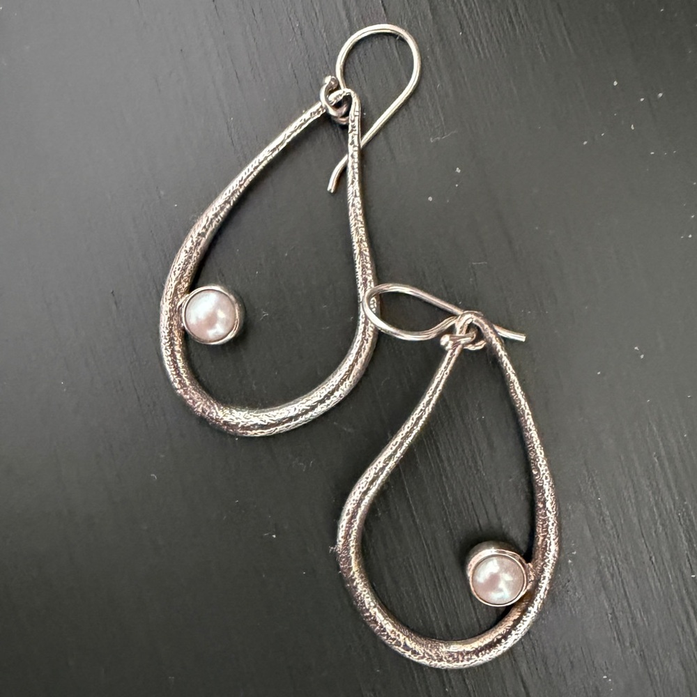 Silpada Silver Teardrop Earrings with Pearl